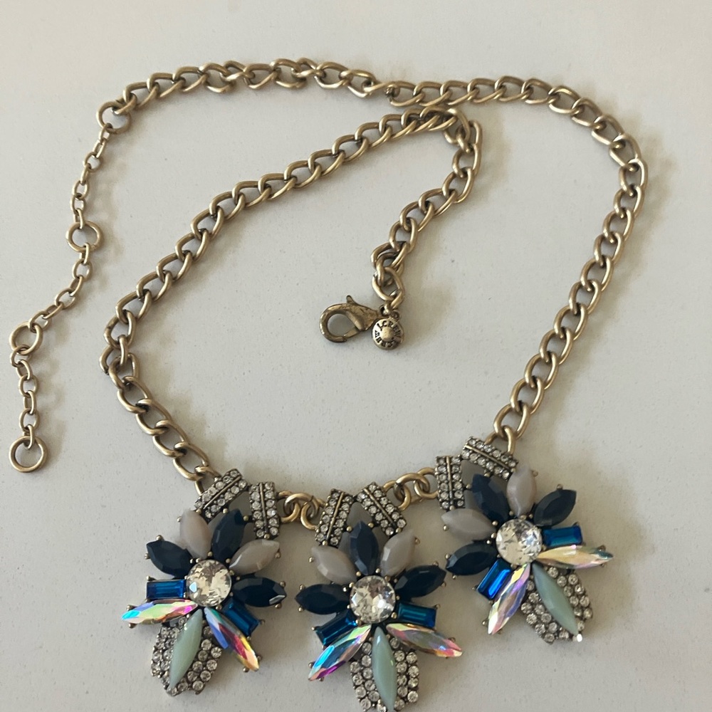 J Crew Gold and Blue Statement Necklace